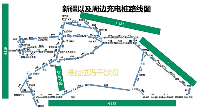 哪吒V的神助攻 鲁观胜自制第一份新疆西藏电车自驾游充电地图