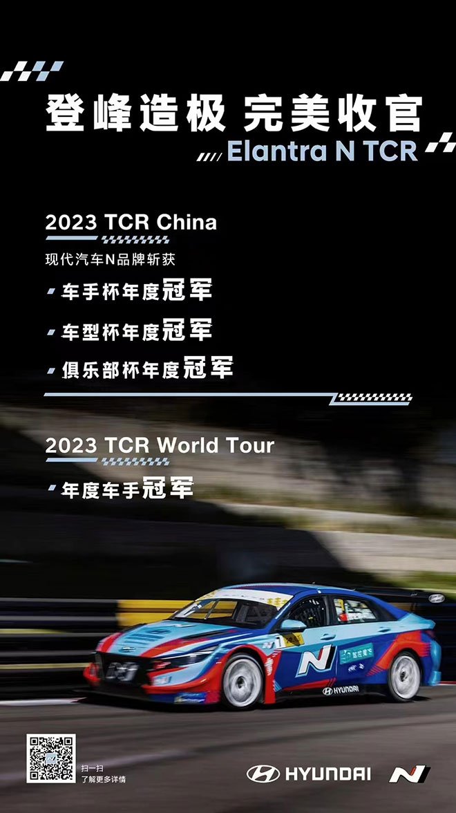 现代汽车N品牌斩获2023 TCR China系列赛车型杯、车手杯、俱乐部杯年度冠军