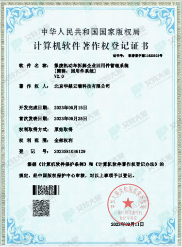 华燚云瑞喜获六项计算机软件著作权登记证书