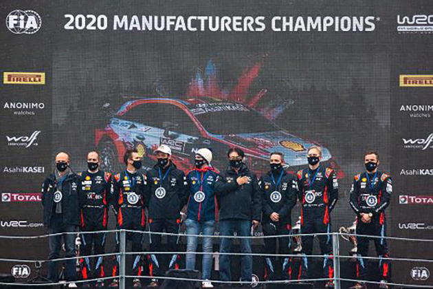 2020 WRC赛事中，现代车队总分241分，领先第二名丰田车队5分，旗下车手OGIER夺得车手总冠军