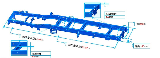 北汽昌河K21/K22系列微卡采用卡车式的“两纵七横”高强度槽钢梁车架