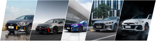 左起:影豹1.5T、影豹R-style赛道版、影豹银河战机版、影豹混动版、影豹2.0T 左起:影豹1.5T、影豹R-style赛道版、影豹银河战机版、影豹混动版、影豹2.0T