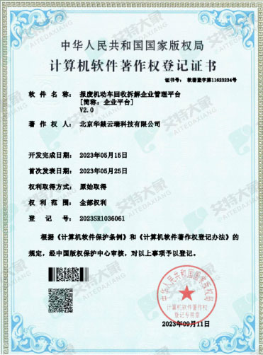 华燚云瑞喜获六项计算机软件著作权登记证书 华燚云瑞喜获六项计算机软件著作权登记证书