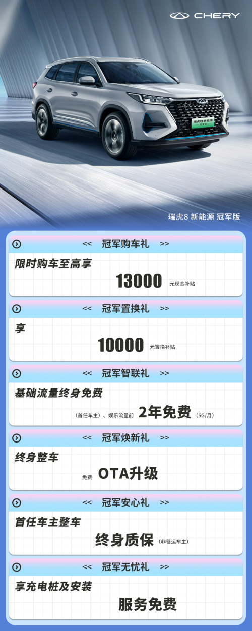 瑞虎8新能源冠军版福利拉满迎端午 让自驾游乐趣轻松触手可及