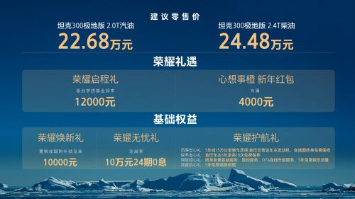 22.68万至24.48万 坦克300极地版上市 22.68万至24.48万 坦克300极地版上市